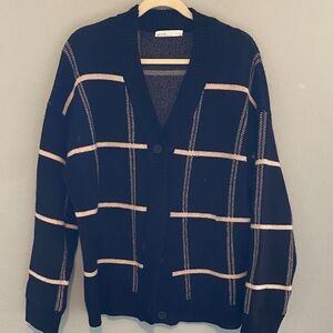 Oak and Fort Black and Tan Checkered Cardigan